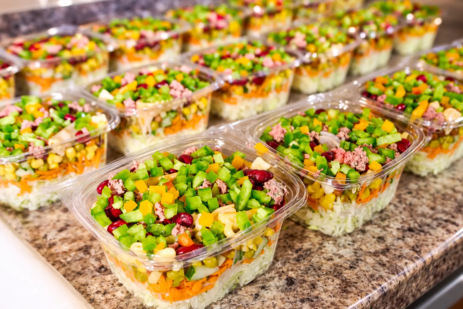 A bright spread of Beyond Salad bowl salads